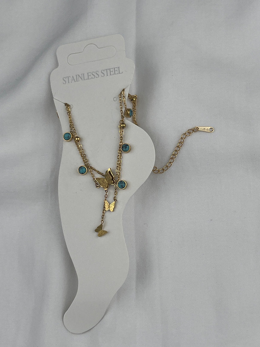 Edelstahl Fußkette mit Schmetterlings