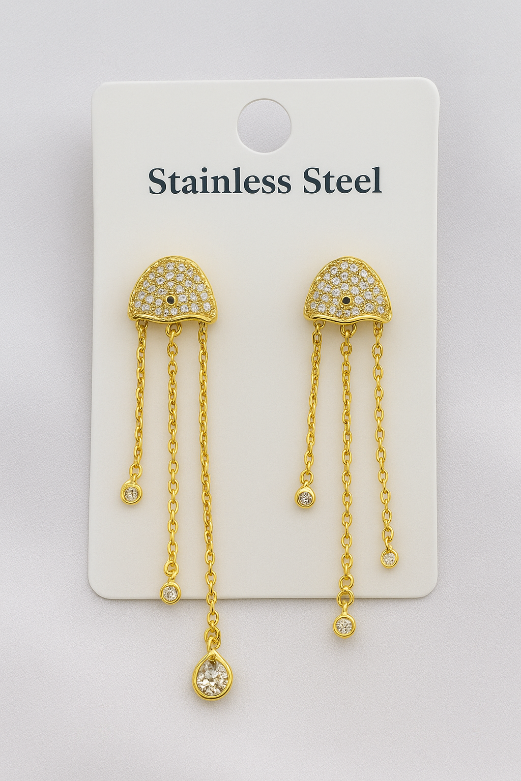 Jellyfish Chain Ohrringe mit funkelnden Kristallen